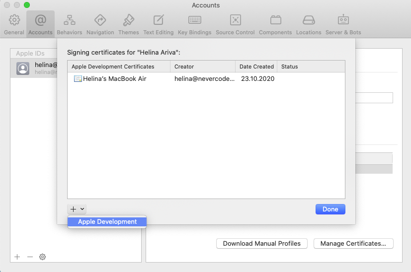 Add a new certificate…